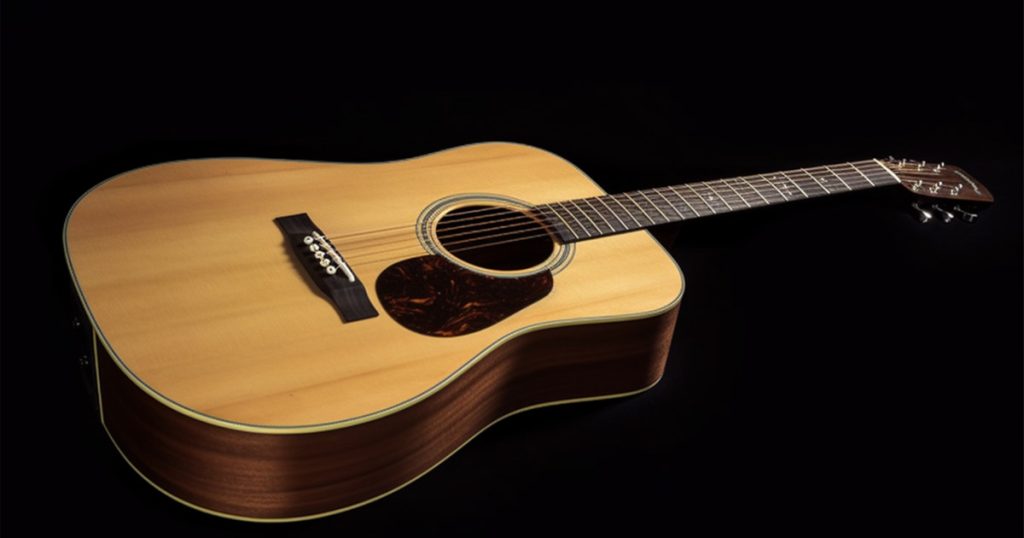 dreadnought acoustic guitar with a large body and balanced tone